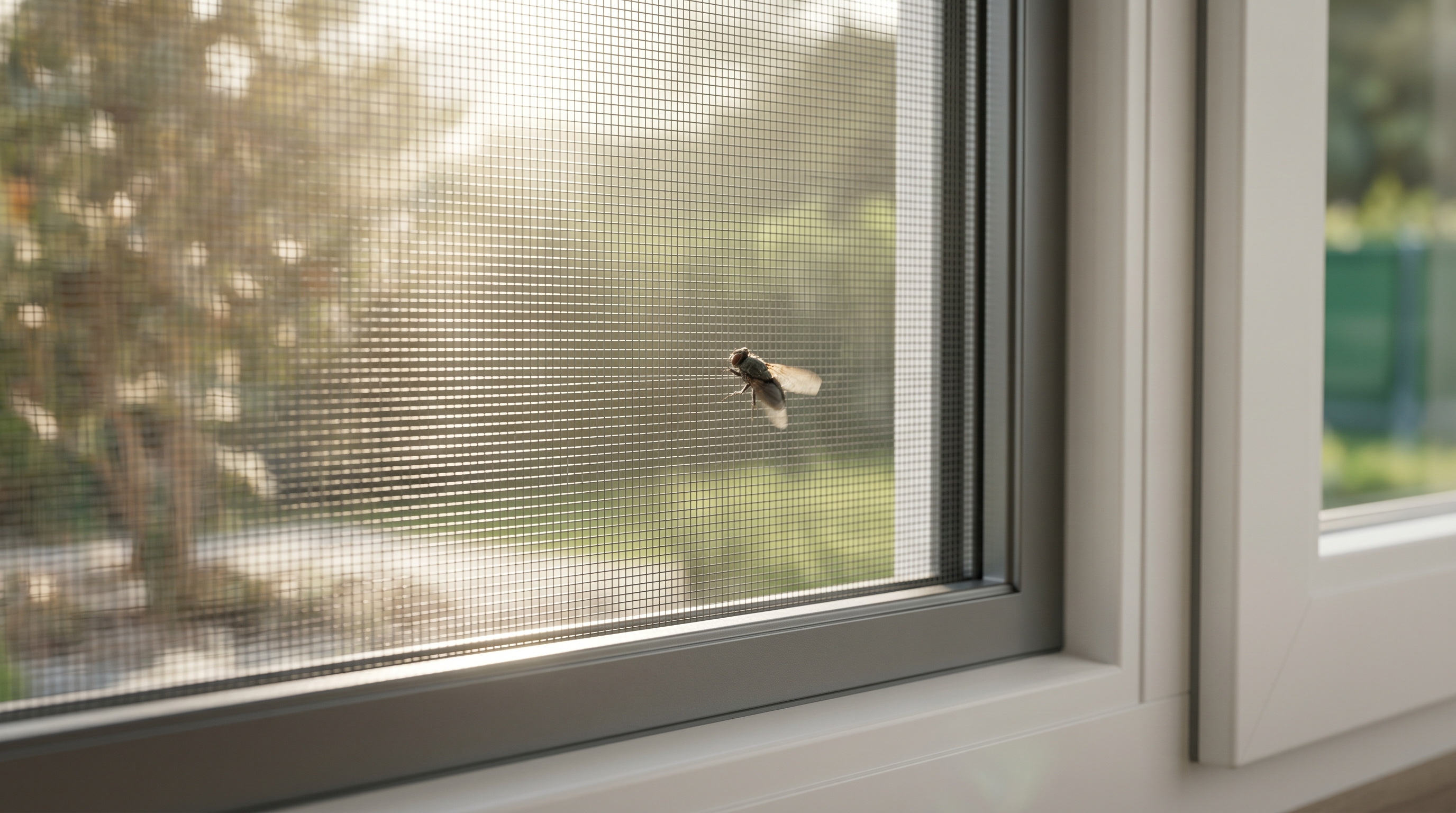 Insektenschutzgitter am Fenster, Nahaufnahme